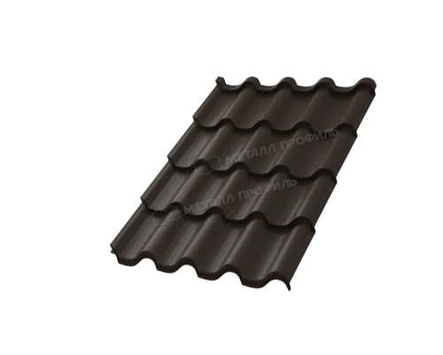 Металлочерепица МП Монтерроса-S (VALORI-20-DarkBrown-0.5)
