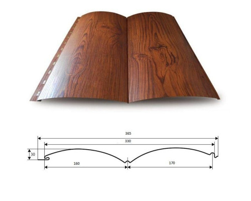 Сайдинг Woodstock 356*330мм 0.45мм Ecosteel Корея Античный дуб Металл Профиль