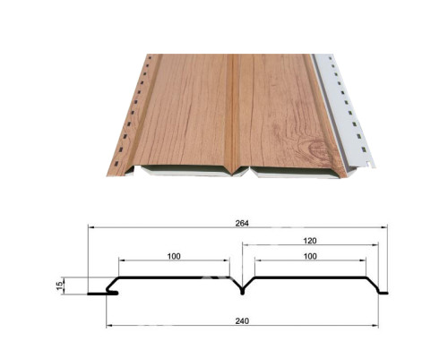 Сайдинг Lбрус 264*240мм 0.5мм Ecosteel теxture Корея Сосна Металл Профиль